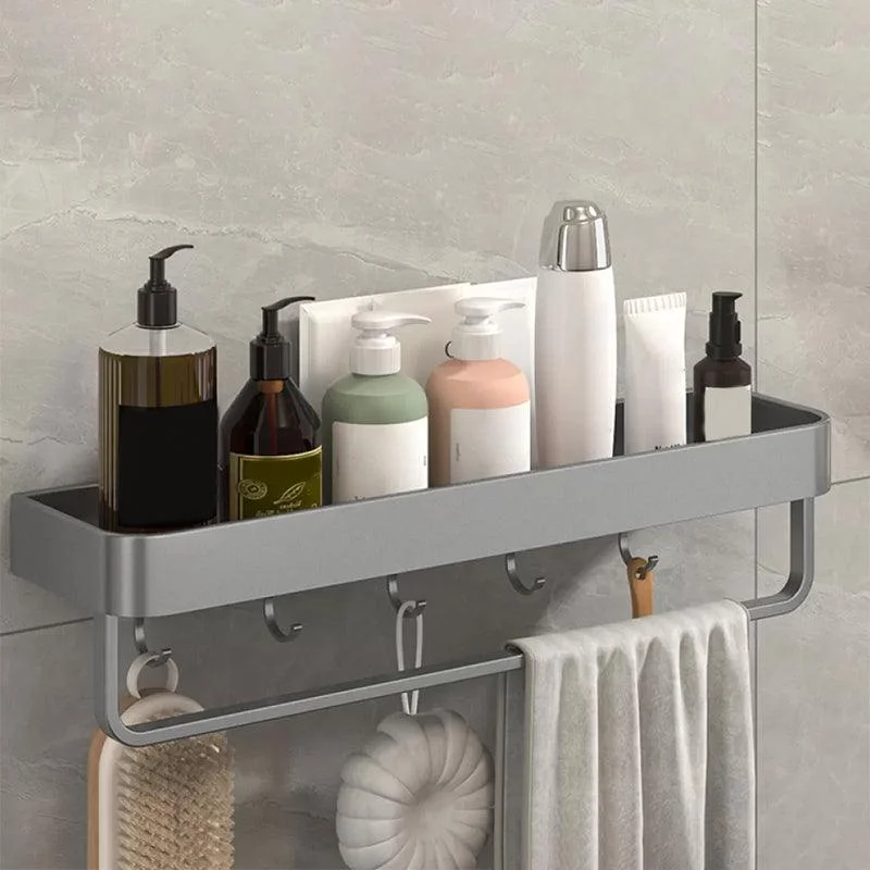 2 Piece Matte Black Modern Bathroom Hardware Set, Bath Shelf, Towel Bar -Bathlova