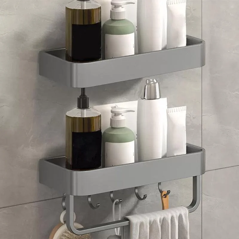 2 Piece Matte Black Modern Bathroom Hardware Set, Bath Shelf, Towel Bar -Bathlova