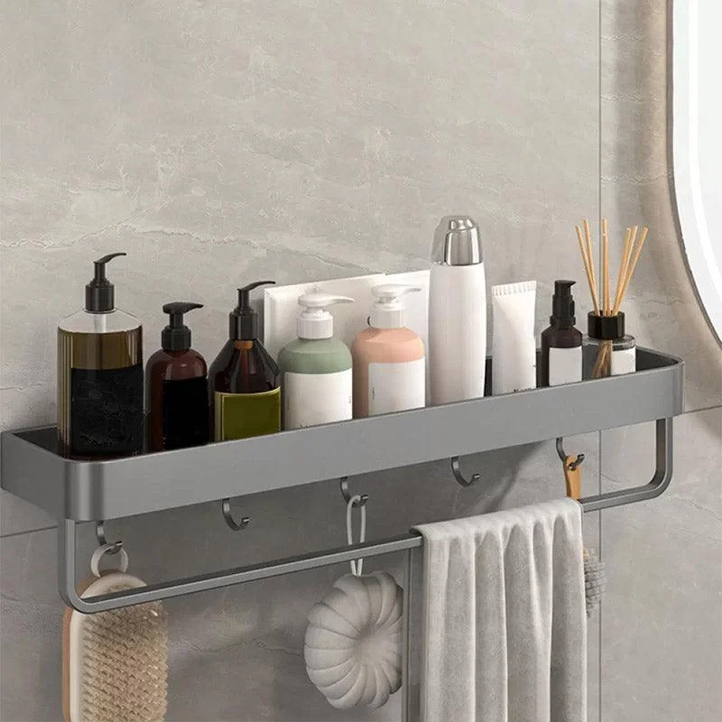 2 Piece Matte Black Modern Bathroom Hardware Set, Bath Shelf, Towel Bar -Bathlova