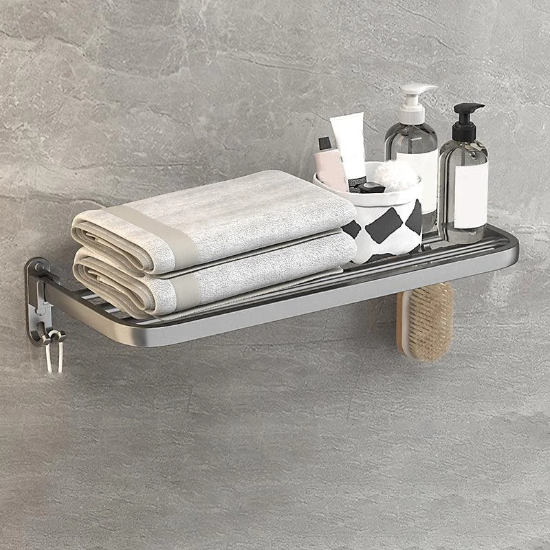 2 Piece Matte Black Modern Bathroom Hardware Set, Bath Shelf, Towel Bar -Bathlova