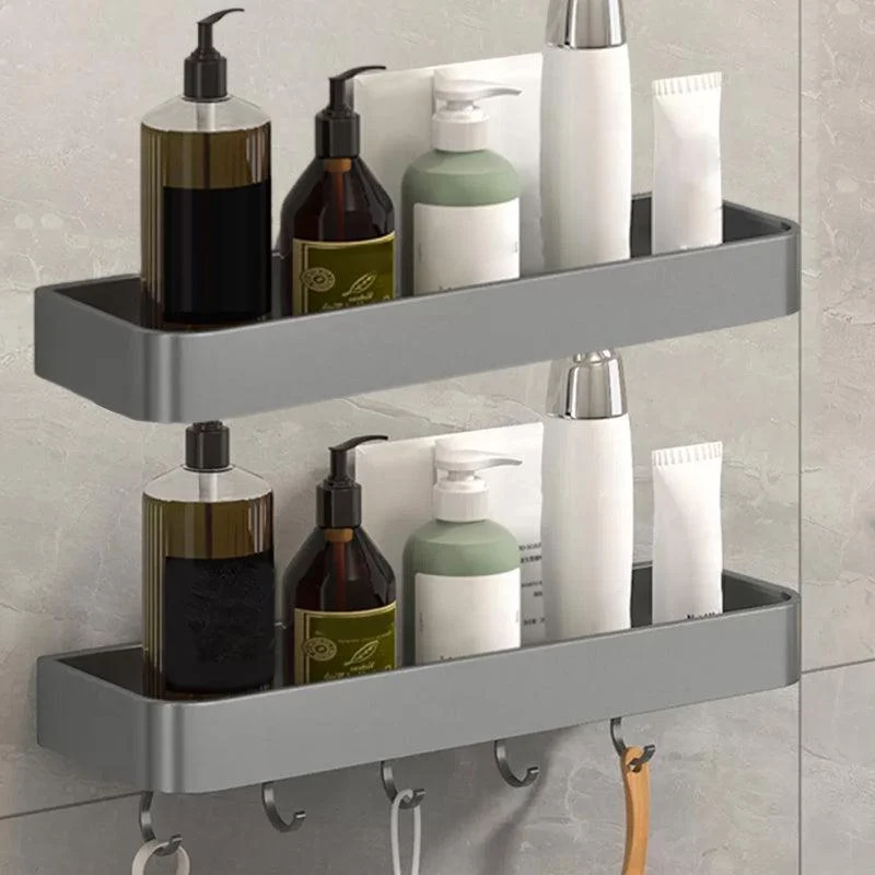 2 Piece Matte Black Modern Bathroom Hardware Set, Bath Shelf, Towel Bar -Bathlova