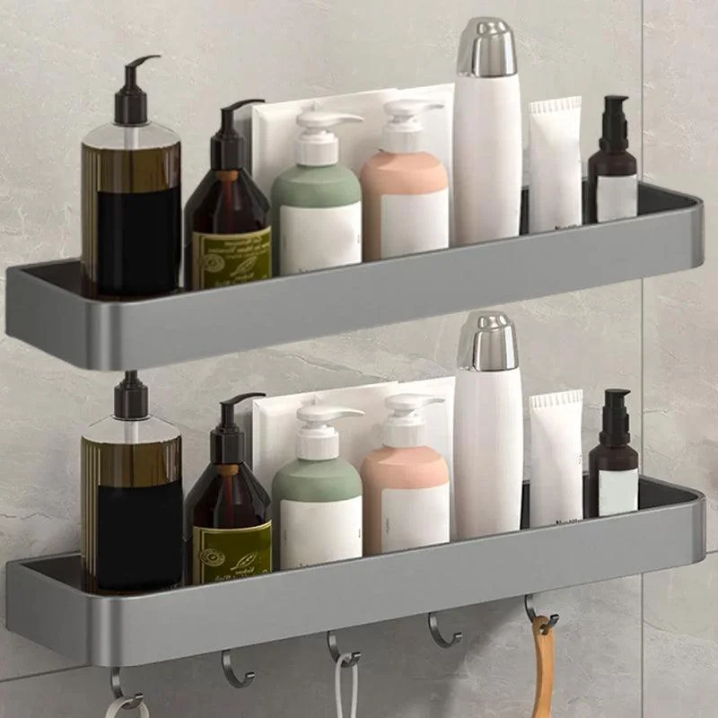 2 Piece Matte Black Modern Bathroom Hardware Set, Bath Shelf, Towel Bar -Bathlova