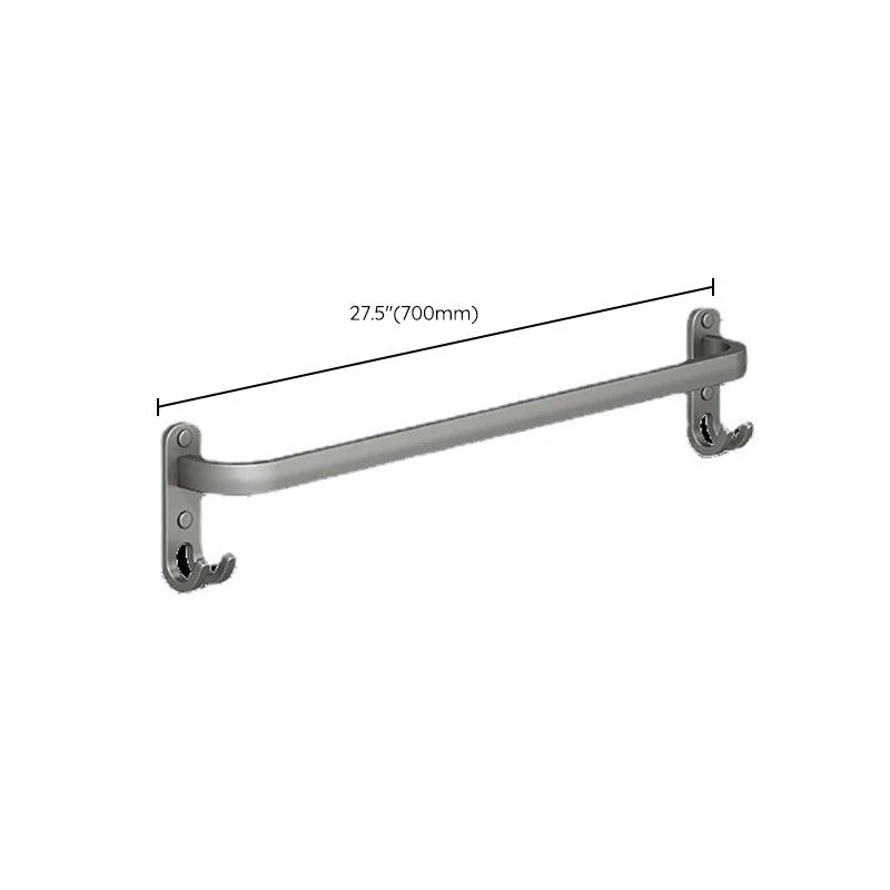 2-Piece Modern Bath Hardware Set in Aluminum Matte Gray Towel Bar -Bathlova