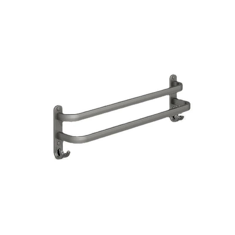 2-Piece Modern Bath Hardware Set in Aluminum Matte Gray Towel Bar -Bathlova