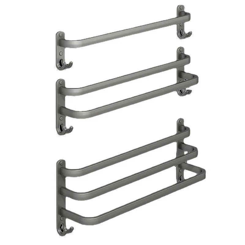 2-Piece Modern Bath Hardware Set in Aluminum Matte Gray Towel Bar -Bathlova