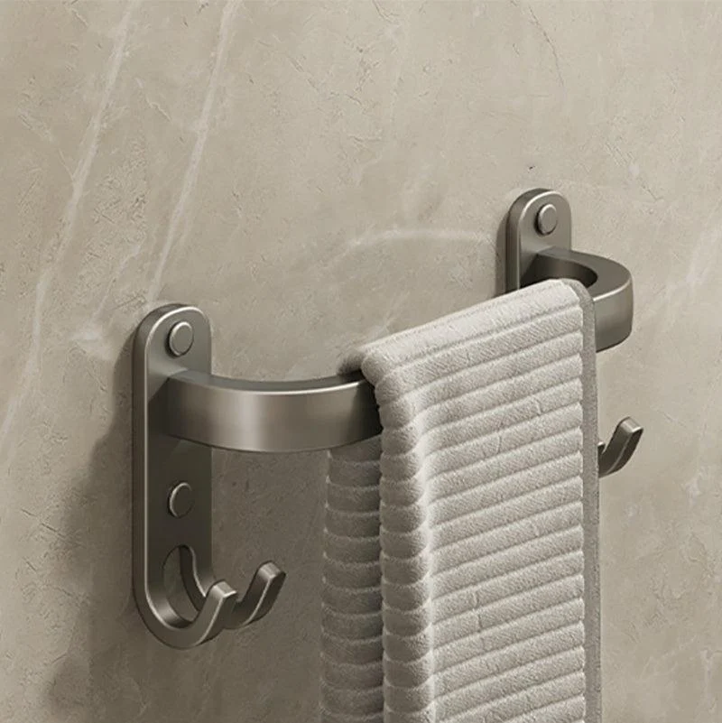 2-Piece Modern Bath Hardware Set in Aluminum Matte Gray Towel Bar -Bathlova