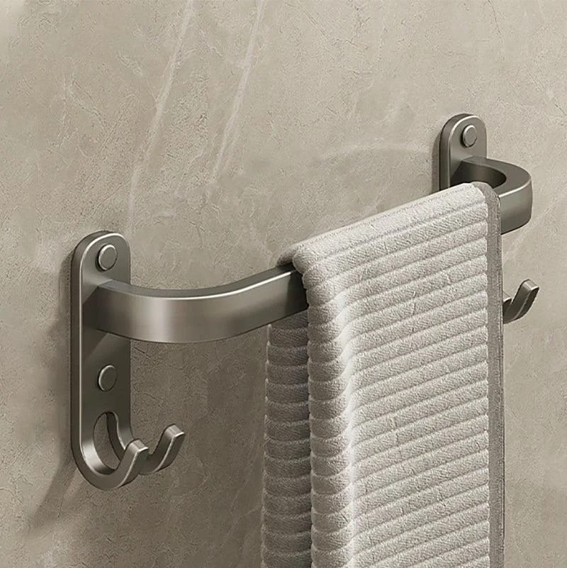 2-Piece Modern Bath Hardware Set in Aluminum Matte Gray Towel Bar -Bathlova