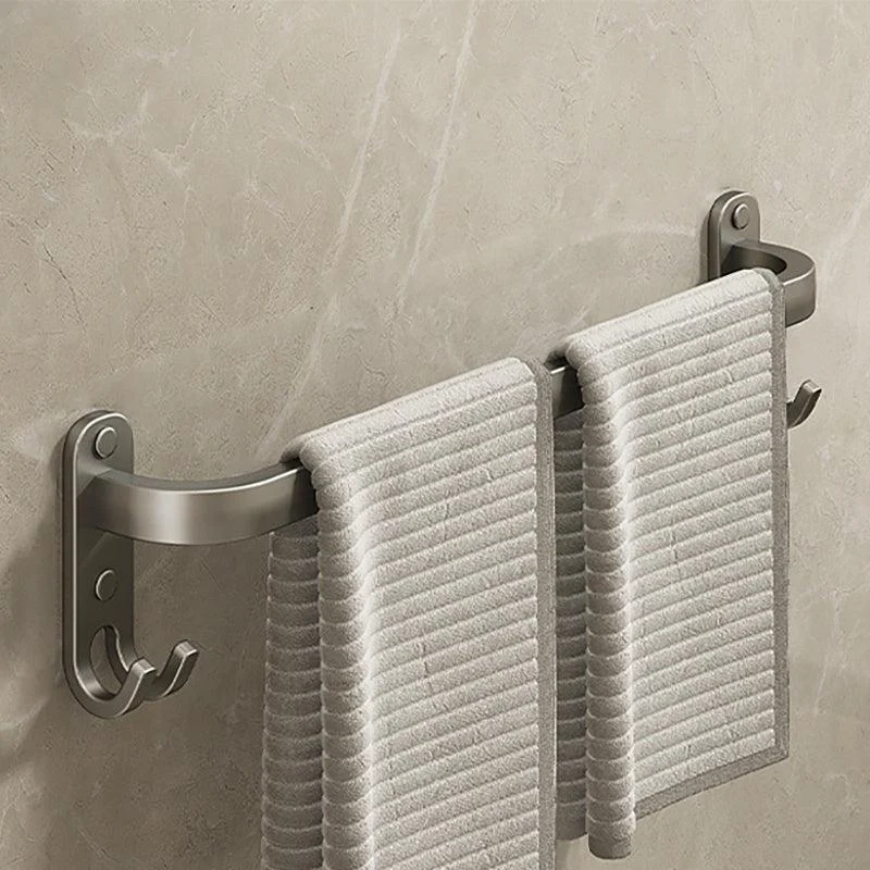 2-Piece Modern Bath Hardware Set in Aluminum Matte Gray Towel Bar -Bathlova