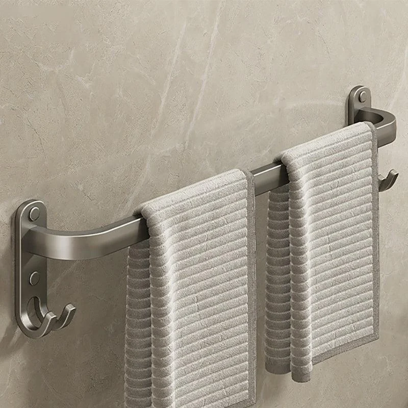 2-Piece Modern Bath Hardware Set in Aluminum Matte Gray Towel Bar -Bathlova