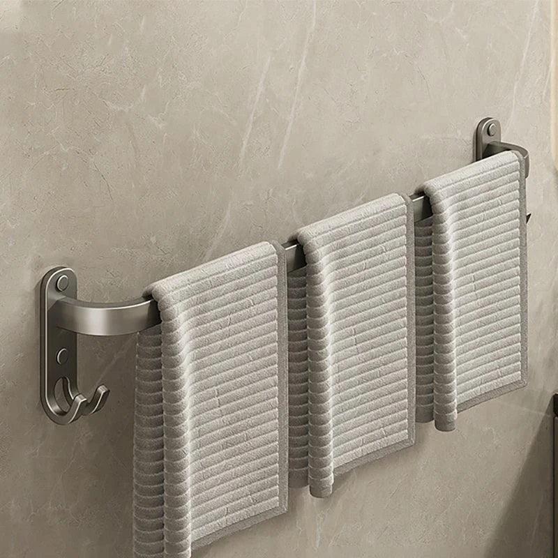 2-Piece Modern Bath Hardware Set in Aluminum Matte Gray Towel Bar -Bathlova