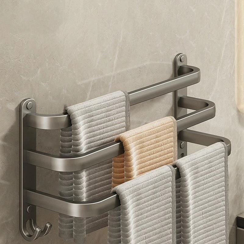 2-Piece Modern Bath Hardware Set in Aluminum Matte Gray Towel Bar -Bathlova