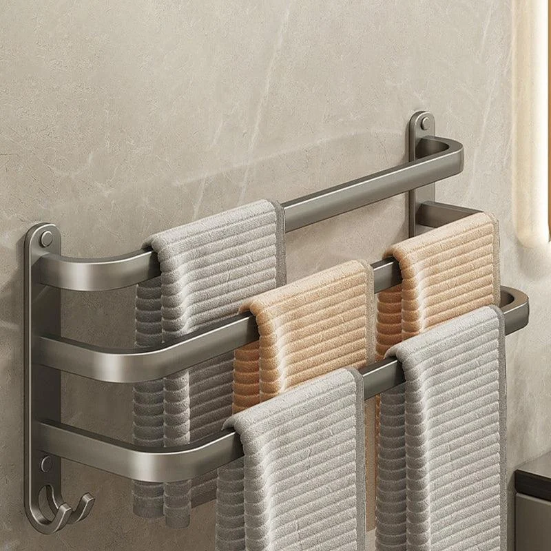 2-Piece Modern Bath Hardware Set in Aluminum Matte Gray Towel Bar -Bathlova