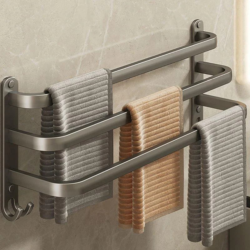 2-Piece Modern Bath Hardware Set in Aluminum Matte Gray Towel Bar -Bathlova