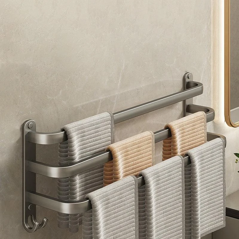 2-Piece Modern Bath Hardware Set in Aluminum Matte Gray Towel Bar -Bathlova