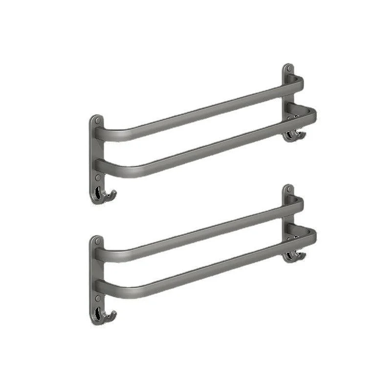 2-Piece Modern Bath Hardware Set in Aluminum Matte Gray Towel Bar -Bathlova