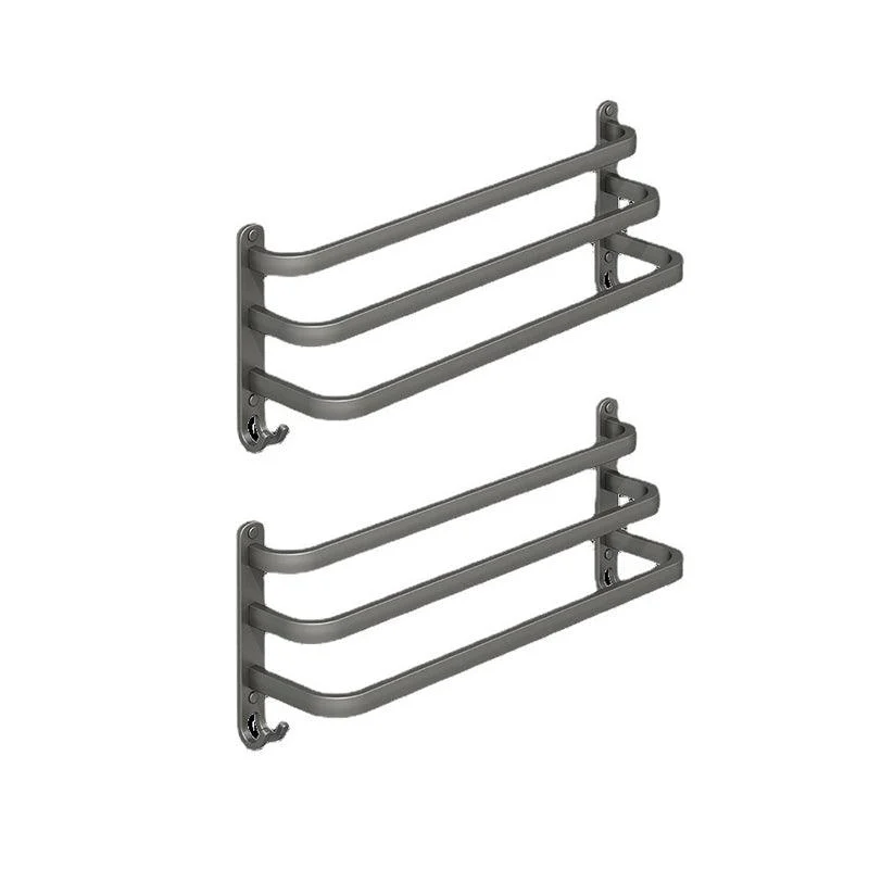 2-Piece Modern Bath Hardware Set in Aluminum Matte Gray Towel Bar -Bathlova