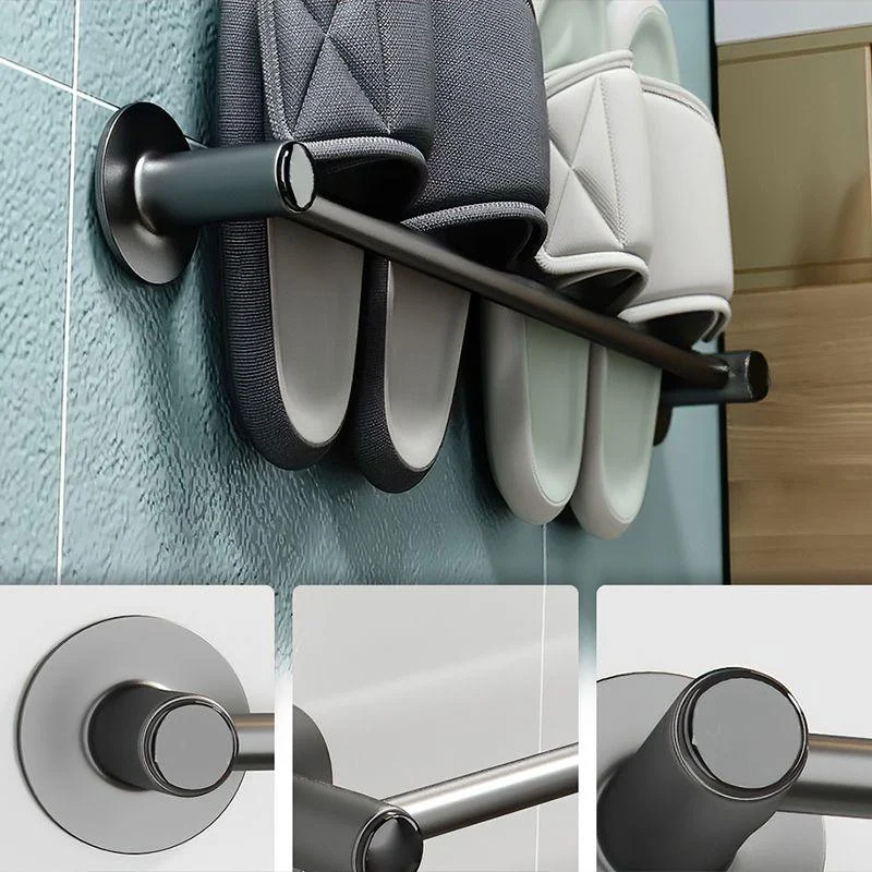 2-Piece Modern Bathroom Accessory Set Metal Slipper Rack/Towel Bar -Bathlova