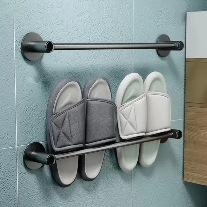 2-Piece Modern Bathroom Accessory Set Metal Slipper Rack/Towel Bar -Bathlova