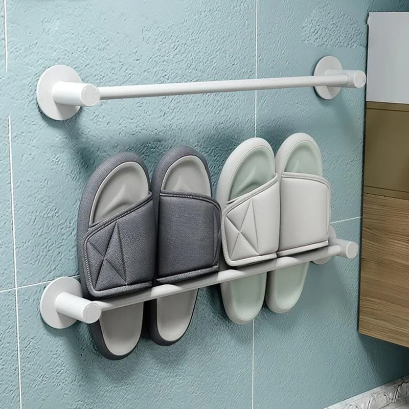 2-Piece Modern Bathroom Accessory Set Metal Slipper Rack/Towel Bar -Bathlova