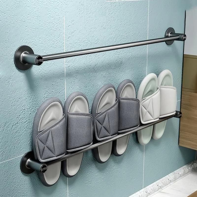 2-Piece Modern Bathroom Accessory Set Metal Slipper Rack/Towel Bar -Bathlova