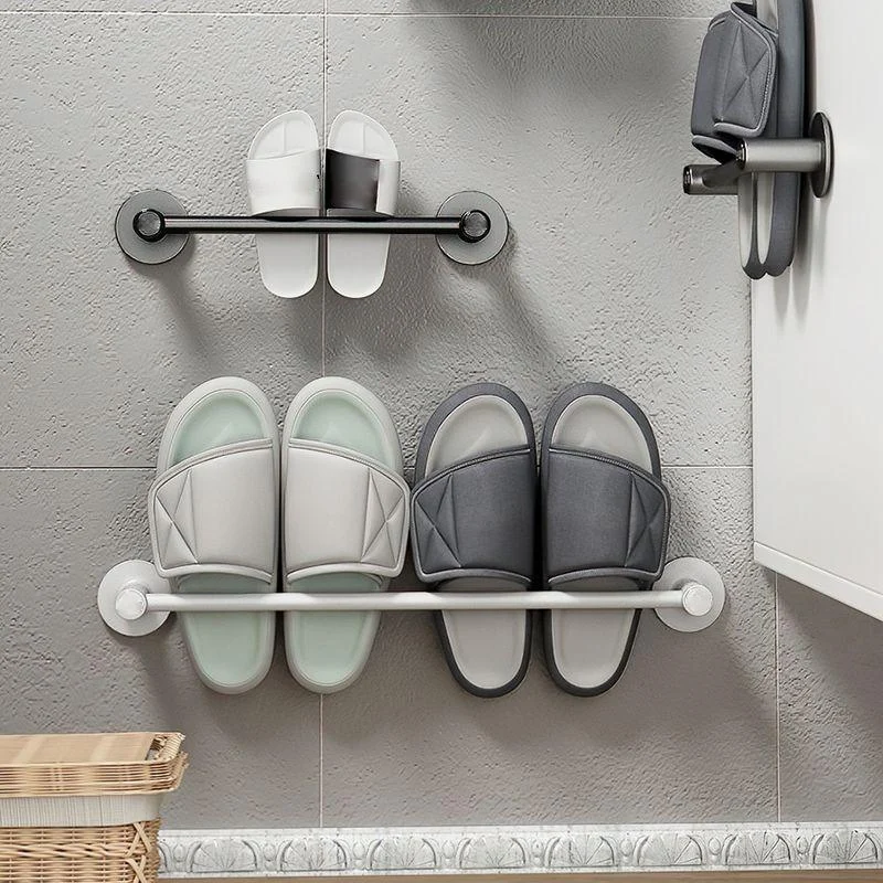 2-Piece Modern Bathroom Accessory Set Metal Slipper Rack/Towel Bar -Bathlova