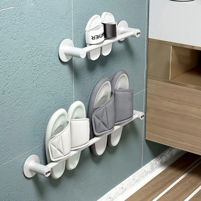 2-Piece Modern Bathroom Accessory Set Metal Slipper Rack/Towel Bar -Bathlova