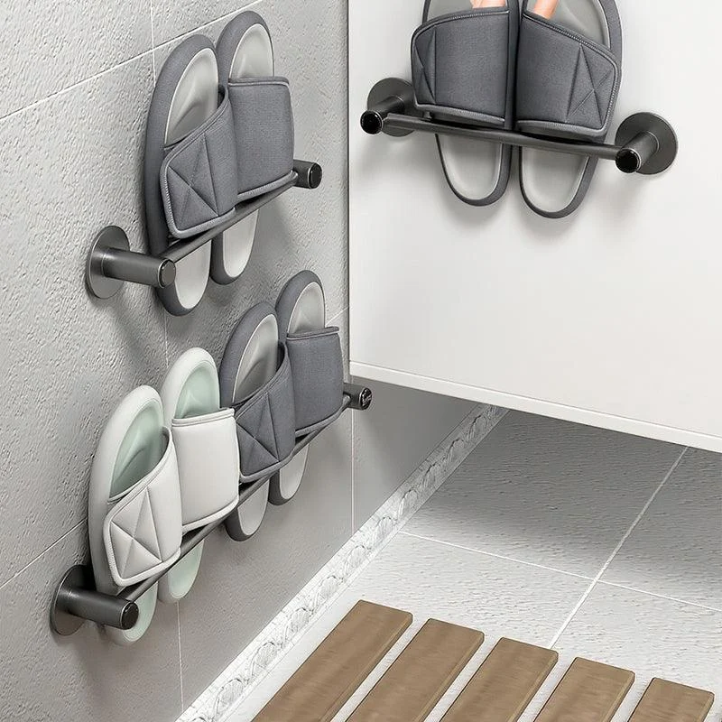 2-Piece Modern Bathroom Accessory Set Metal Slipper Rack/Towel Bar -Bathlova