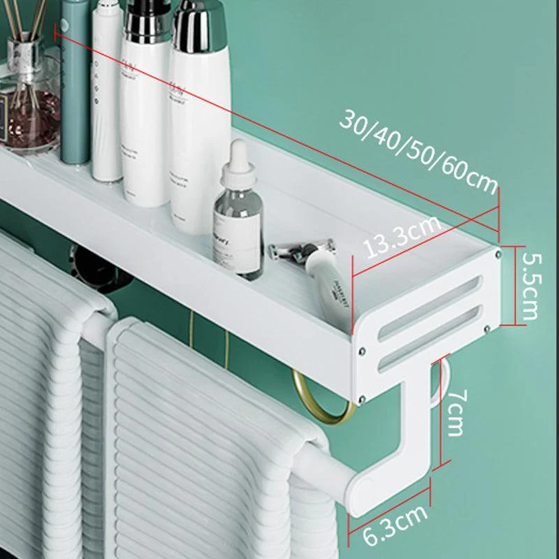 2-Piece Modern Bathroom Accessory Set White Rectangular Bath Shelf -Bathlova