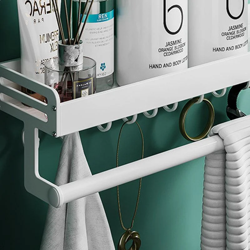 2-Piece Modern Bathroom Accessory Set White Rectangular Bath Shelf -Bathlova