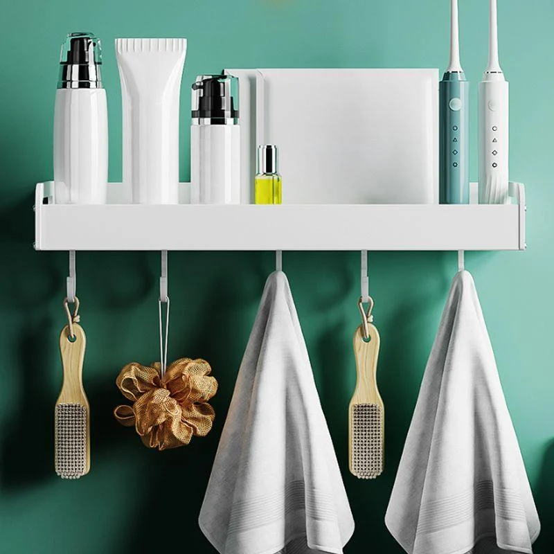 2-Piece Modern Bathroom Accessory Set White Rectangular Bath Shelf -Bathlova