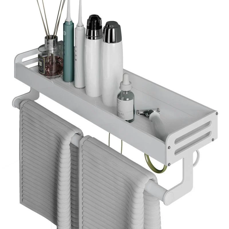 2-Piece Modern Bathroom Accessory Set White Rectangular Bath Shelf -Bathlova