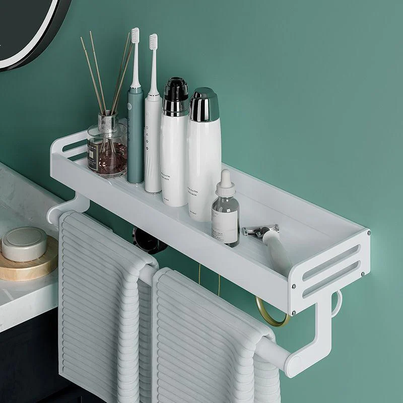 2-Piece Modern Bathroom Accessory Set White Rectangular Bath Shelf -Bathlova