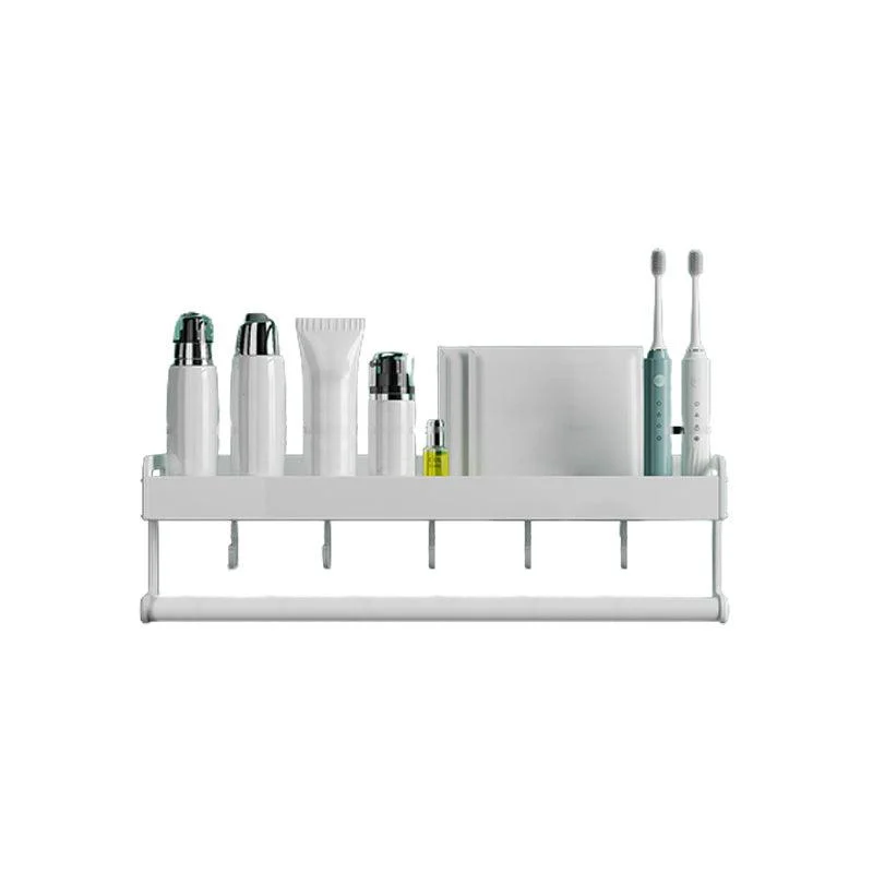 2-Piece Modern Bathroom Accessory Set White Rectangular Bath Shelf -Bathlova