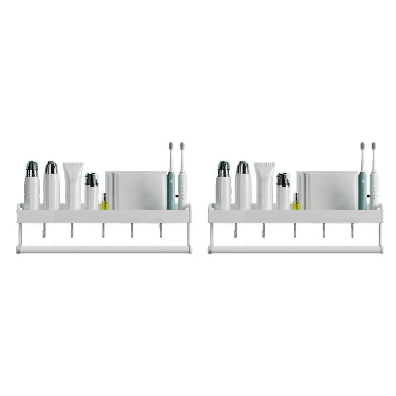 2-Piece Modern Bathroom Accessory Set White Rectangular Bath Shelf -Bathlova