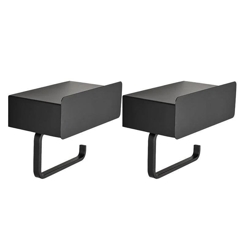 2 Piece Stainless Steel Classic Bathroom Accessory Set Black & Chrome Paper Holder -Bathlova