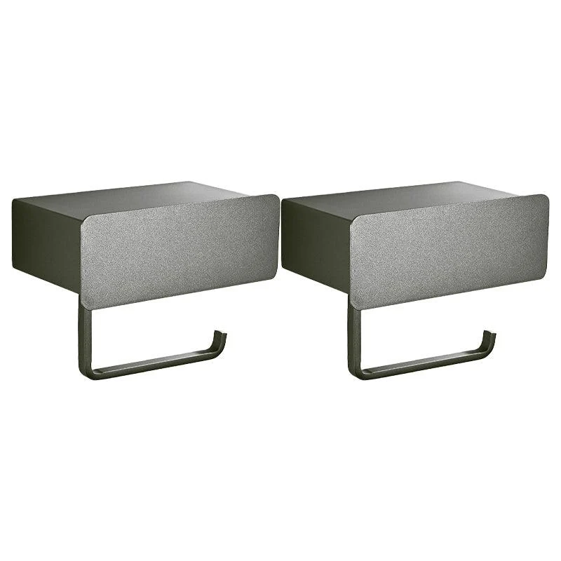 2 Piece Stainless Steel Classic Bathroom Accessory Set Black & Chrome Paper Holder -Bathlova