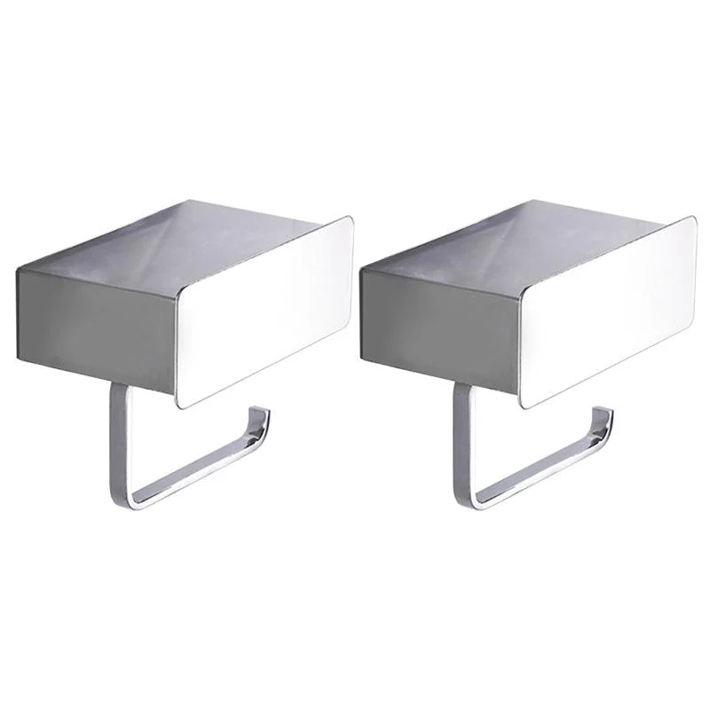 2 Piece Stainless Steel Classic Bathroom Accessory Set Black & Chrome Paper Holder -Bathlova