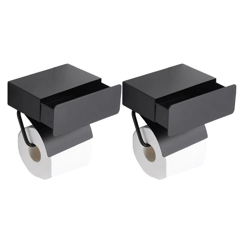 2 Piece Stainless Steel Classic Bathroom Accessory Set Black & Chrome Paper Holder -Bathlova