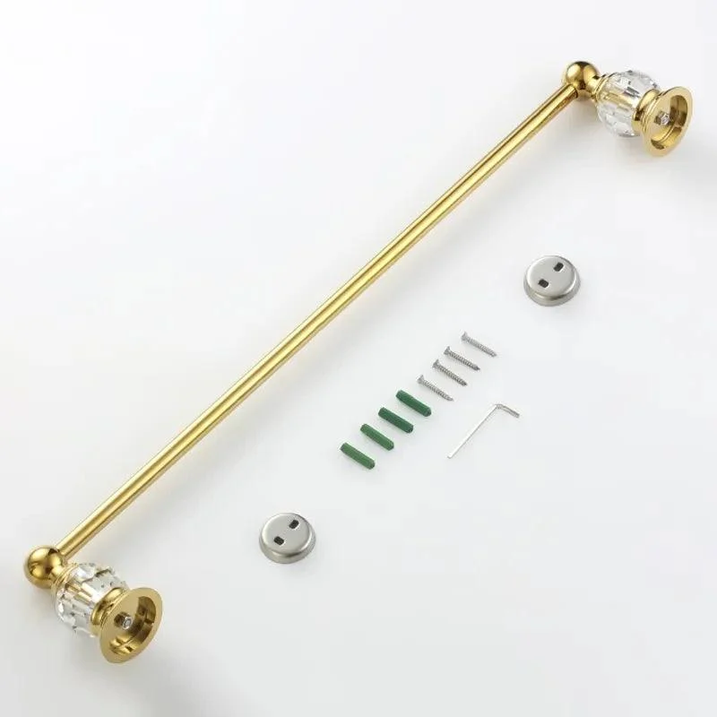 24" Modern Crystal Gold Bathroom Single Towel Bar -Bathlova