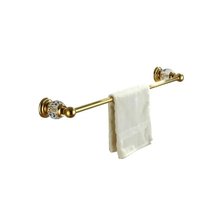 24" Modern Crystal Gold Bathroom Single Towel Bar -Bathlova