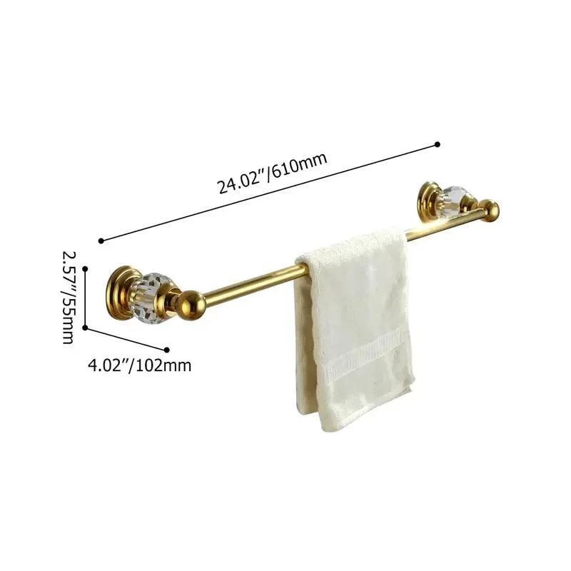 24" Modern Crystal Gold Bathroom Single Towel Bar -Bathlova