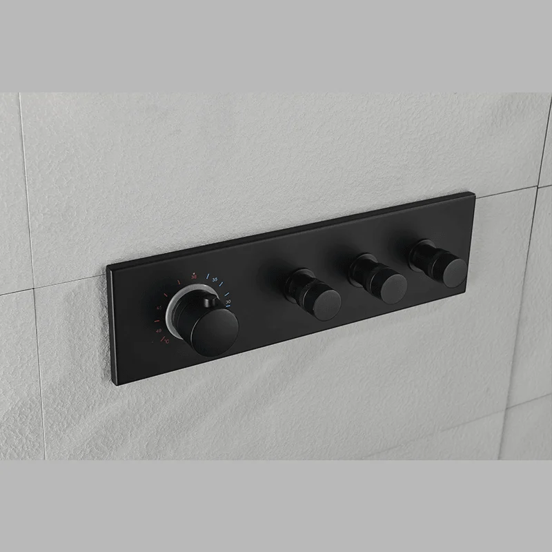 26" Luxury Square Pressure Balanced Shower System in Matte Black -Bathlova