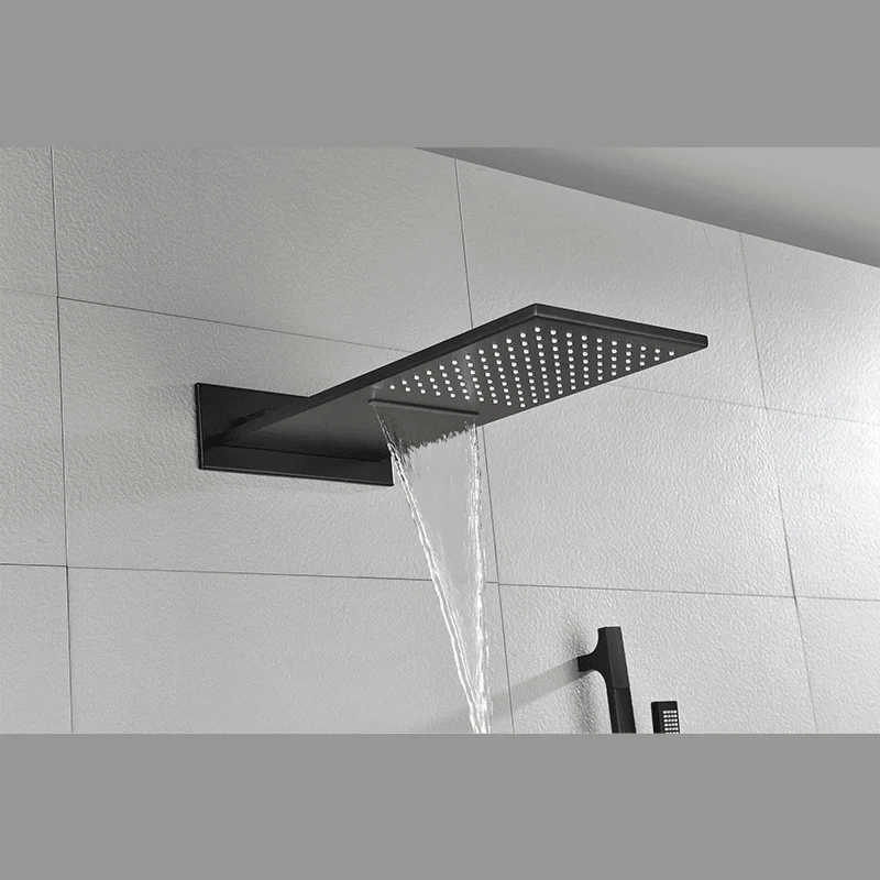 26" Luxury Square Pressure Balanced Shower System in Matte Black -Bathlova