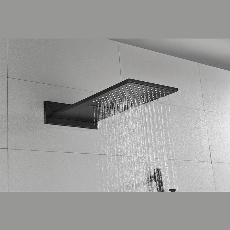 26" Luxury Square Pressure Balanced Shower System in Matte Black -Bathlova