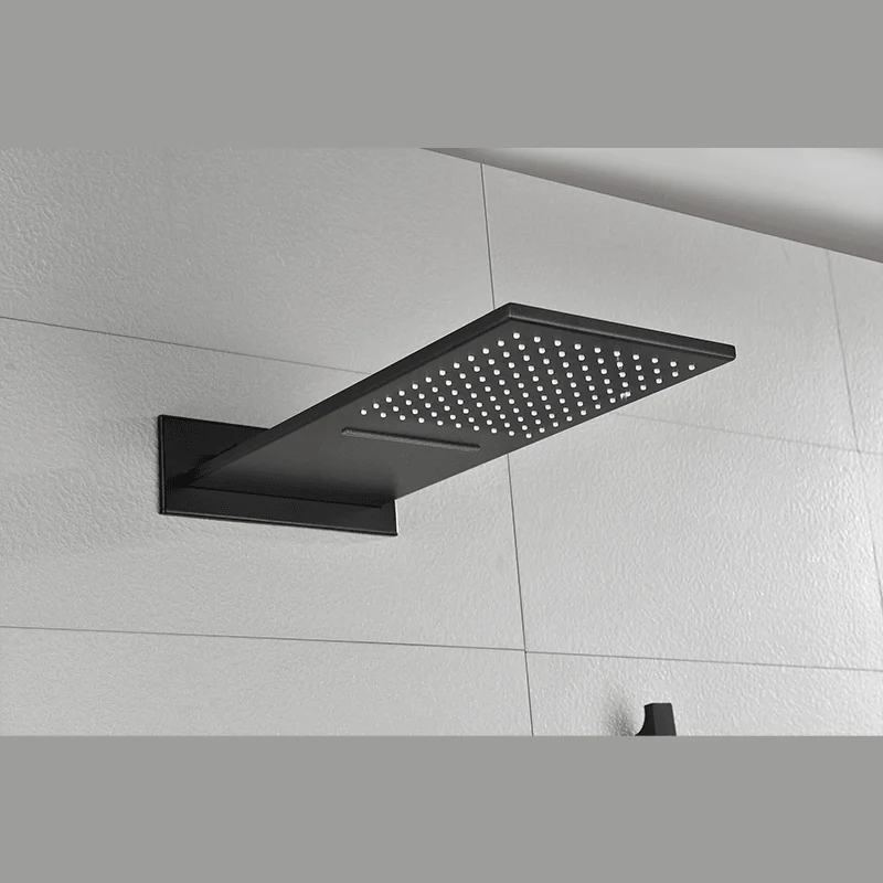 26" Luxury Square Pressure Balanced Shower System in Matte Black -Bathlova