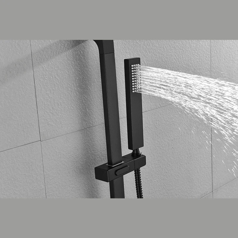 26" Luxury Square Pressure Balanced Shower System in Matte Black -Bathlova