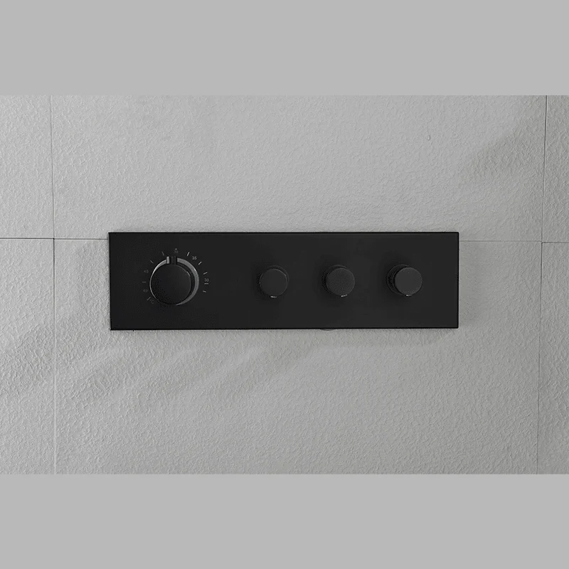 26" Luxury Square Pressure Balanced Shower System in Matte Black -Bathlova