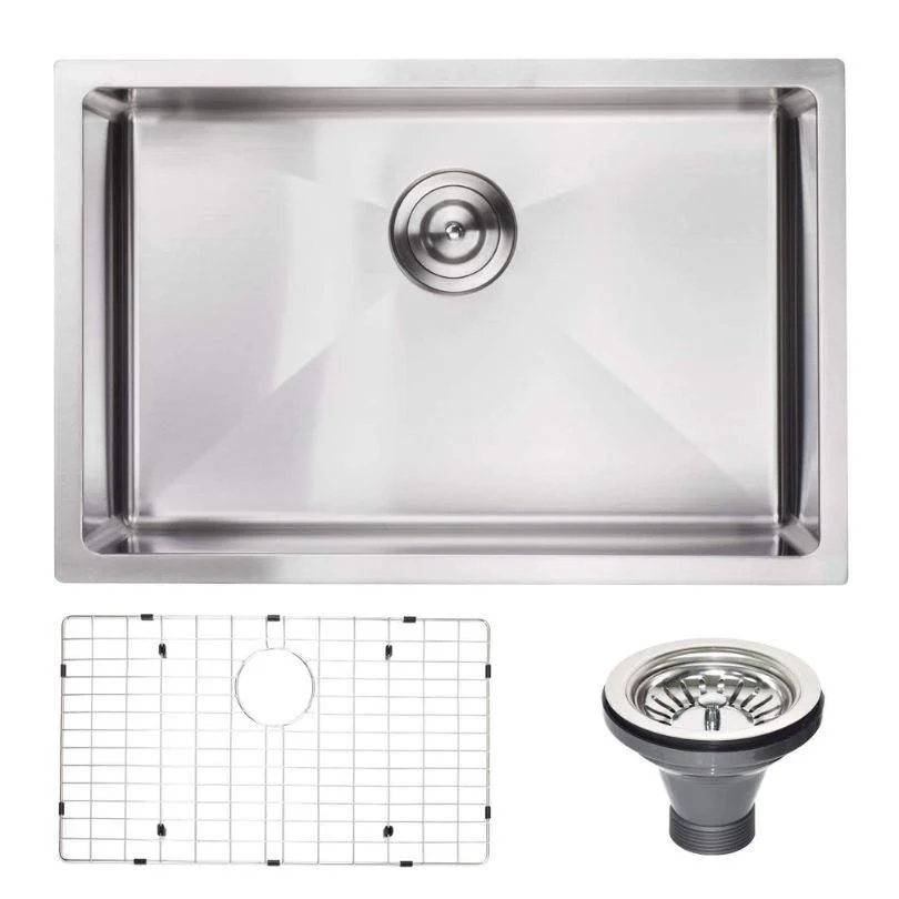 27" Undermount Silver Stainless Steel Kitchen Sink with Sink Grid -Bathlova