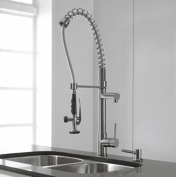 28.5" Chrome Swivel Spout Modern Kitchen Tap 5800-55s -Bathlova