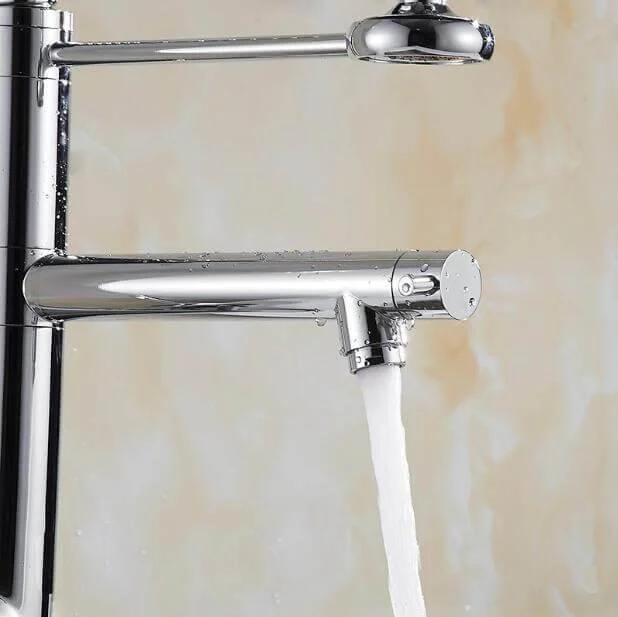 28.5" Chrome Swivel Spout Modern Kitchen Tap 5800-55s -Bathlova